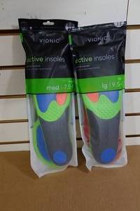 2 Vionic Active Insoles -Mens Large 9.5-11 & Medium 7.5-9