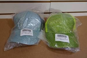 2 C.C. Kids Ponytail Caps -Glitter Blue & Green