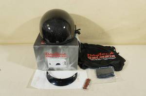 Daytona DOT Skull Cap Motorcycle Helmet -Small, Grey Carbon Fiber