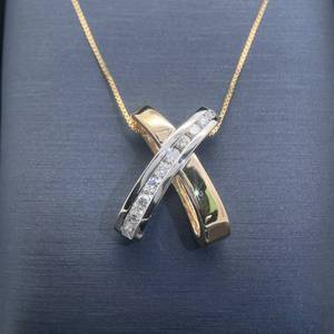 lot 21 image: 0.48 Carat Diamond Hugs X Orbital Slide Pendant in 14k Two-Tone Yellow & White Gold $2,125 Retail