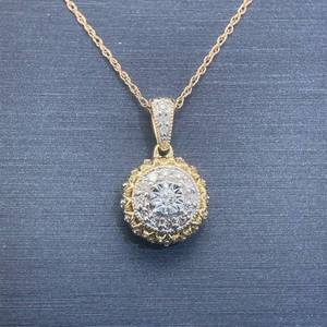lot 48B image: Diamond Pendant Necklace w. Chain in Yellow Gold $1,610 Retail  VIDEO