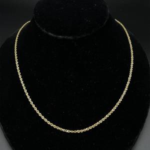 lot 41B image: Classic Slim Rope Chain Link Necklace in 14k Yellow Gold - 24