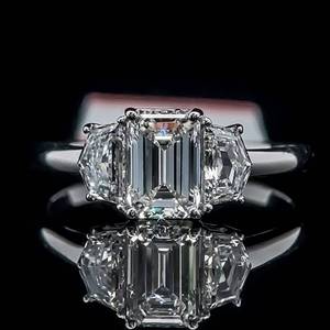 lot 3 image: Brand New 1.66 Carat Diamond Three-Stone Emerald Cut & Cadillac Cut Engagement Ring in 18k White Gold w IGI Report - VS ClarityE-F Color $4,499 Retail VIDEO