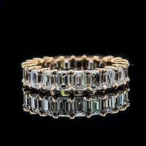 lot 4 image: Brand New 5.08 Carat Diamond Emerald Cut Eternity Stack RingWedding Band in 14k Yellow Gold $12,600 Retail VIDEO