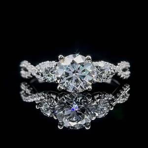 lot 6 image: 1.71 Carat Diamond Three-Stone Fancy Engagement Ring w Infinity Symbol Pave Set Band in 14k White Gold - VS ClarityD Color $4,999 Retail VIDEO