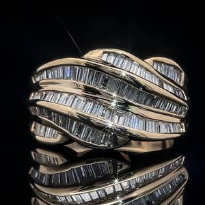 lot 20 image: 2.50 Carat Diamond Multi-Row Channel Baguette Ring in 14k Yellow Gold $3,999 Retail VIDEO