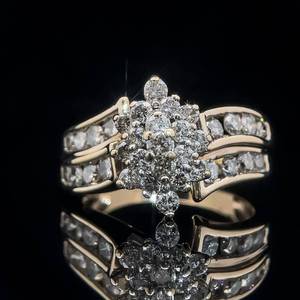 lot 29 image: 2.09 Carat Diamond Cluster Double Channel Estate Ring in Yellow Gold $2,770 Retail
