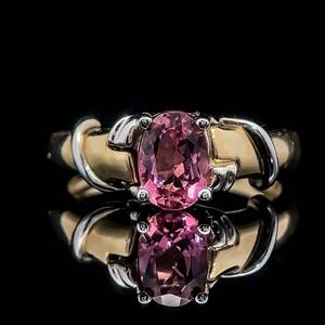 lot 31B image: Oval Pink Tourmaline Solitaire Wrapped Ribbon Ring in 14k Yellow Gold VIDEO 