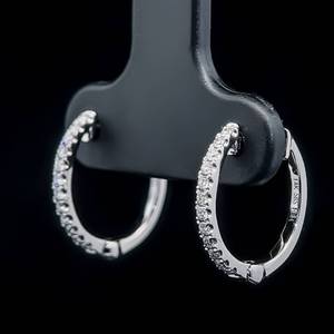 lot 38B image: Luxurious 14k White Gold Diamond Hoop Earrings - Bid Now for Instant Elegance   VIDEO