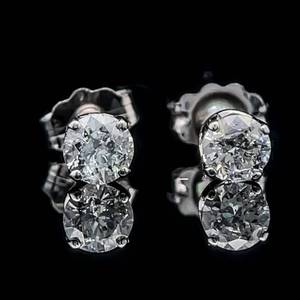 lot 37B image: 0.40 Carat Natural Diamond Solitaire Stud Earrings in White Gold - Classic Round Brilliant Cut VIDEO 