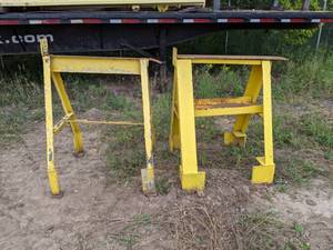 Pair of Yellow Industrial Saw Horses Work Horses