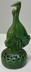 lot 26 image: Vintage  Arts and Crafts Camark Art Pottery Standing Cranes frog