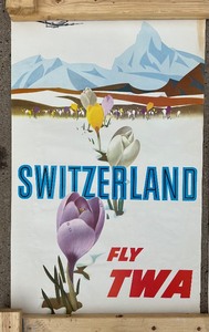 lot 42 image: VINTAGE Travel Poster Lot #5 - TWA SAS