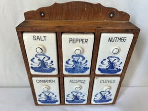 lot 80 image: Vintage Wall Spice Storage & Spice Shakers