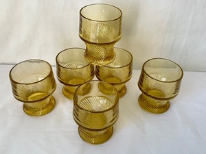 lot 184 image: Set of Six Amber Depression Glass Diana Tumblers