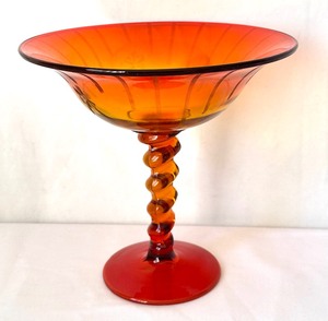 lot 179 image: Vintage Tiffin Amberina Glass Pedestal Compote