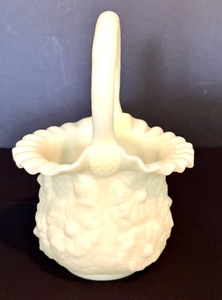 lot 172 image: Vintage Fenton Poppy Custard Satin Basket