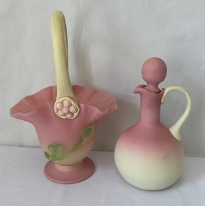 lot 149 image: Antique Burmese Glass Basket and Cruet wStopper