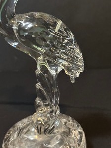 lot 40 image: Vintage Cambridge Glass Crystal 9 Heron Flower Frog