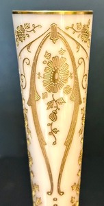 lot 27 image: Antique Cambridge Glass Crown Tuscan Gold Etched Diane Bud Vase