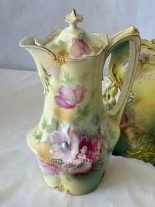 lot 250 image: Antique RS Prussia Tray and Chocolate Pot