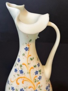lot 87 image: Vintage Hand Painted Satin Glass Pitcher Mt. Washington