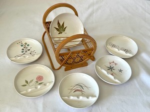lot 244 image: Vintage Mid Century Franciscan Coaster  Ashtray Set in Holder