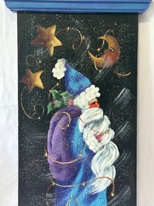 lot 218 image: Decorative Painted Christmas Folk Art Board by Susie Sanders