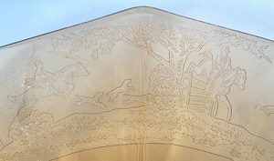 lot 206 image: Amber Hunt Scene Platter by Cambridge Glass