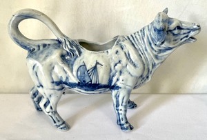 lot 261 image: German Delft Cow Creamer