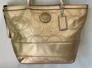 lot 281 image: Coach Signature Stitch Gold Tote