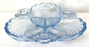 lot 283 image: Caprice Moonlight Blue 3 Part Relish Dish by Cambridge Glass