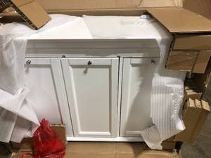 Home Decorators Collection Hampton Harbor 37 in. Triple Tilt-Out Hamper in White  Customer Returns See Pictures