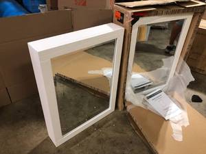 Lot of 2 Home Decorators Collection Sturgess 24 in. W x 32 in. H Rectangular White Wood Framed Surface Mount Medicine Cabinet with Mirror  Customer Returns See Pictures