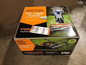 Fiskars StaySharp 18 in. Cut Manual Push Non Electric Walk Behind Reel Mower  Customer Returns See Pictures