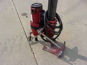 lot 18 image: Rigid Core Drill with Mounting Stand - Has New Brushes and Bearings and it Works Well