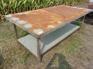 lot 52 image: 4-foot X 8-foot X 34-inches tall Metal Work Bench