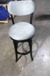 lot 1 image: Swivel Bar Stool w Grey Padded Upholstery