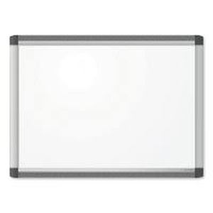 lot 35 image: U Brands PINIT Magnetic Dry Erase Board, 70 x 47, White Surface, Silver Aluminum Frame (2808U0001) w marker Tray
