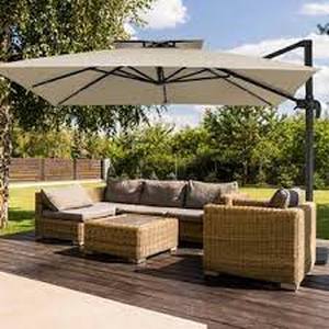 lot 38 image: 10 x 13 Wood-Look Seasons Sentry Cantilever Umbrella