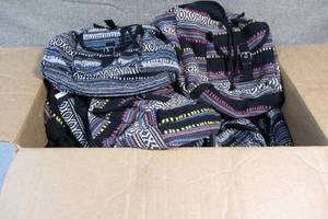 lot 82 image: Box of Knitted Canvas Womans Backpacks