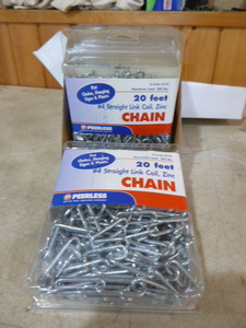 lot 68 image: 4 Peerless #4 Straight Link Coil Chains