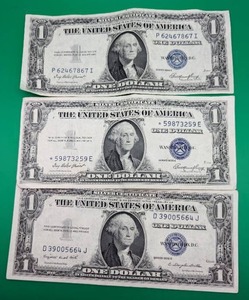 Three 1935 Silver Cert. One Dollar Bills
