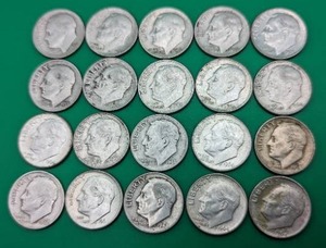 Twenty Pre-1964 Roosevelt Silver Dimes