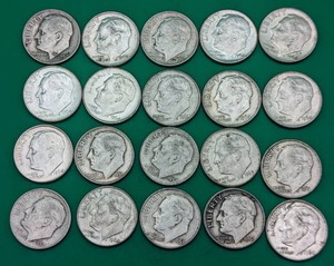 Twenty Pre-1964 Roosevelt Dimes