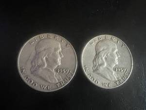 2 - 1959 Franklin Half Dollars