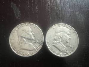 2 - 1954 Franklin Half Dollars