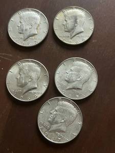 5 - Kennedy Half Dollars 40% Silver