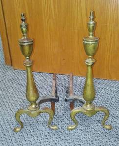 lot 670 image: Vintage Brass Andirons. 
