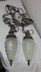 lot 683 image: Vintage Teardrop Swag Light Fixtures.